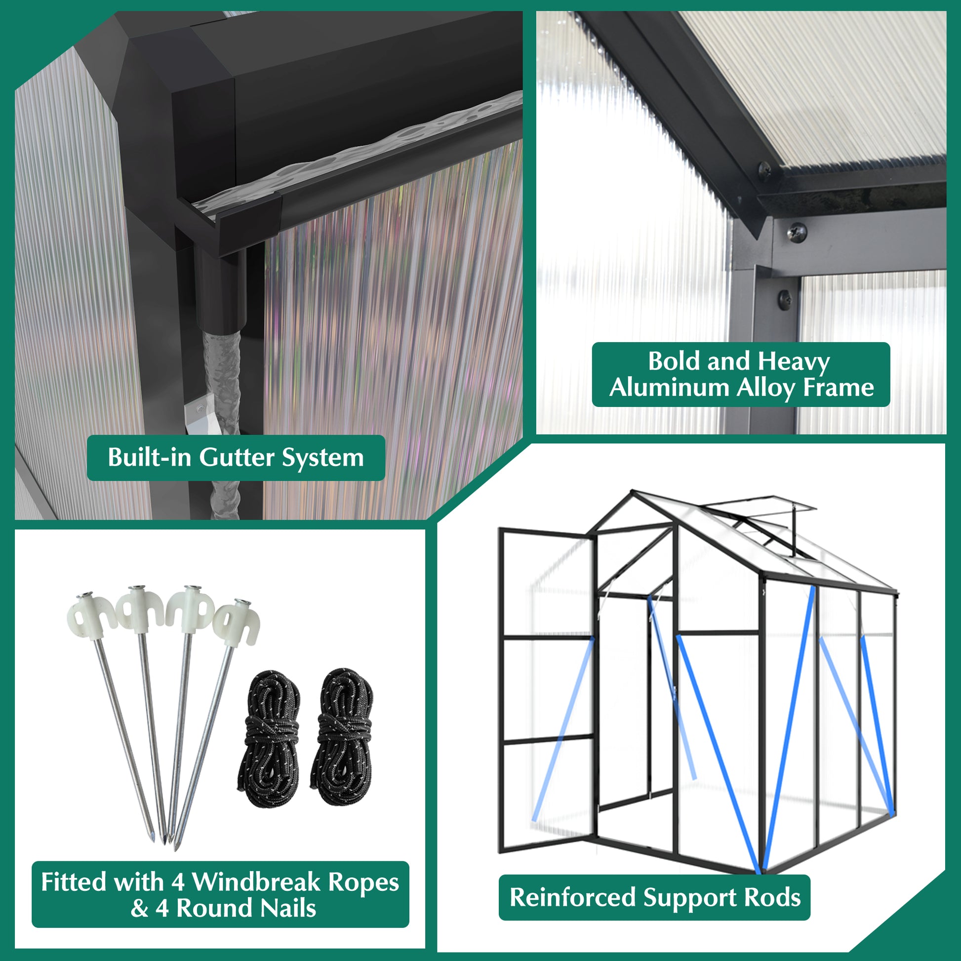 6x10 FT(1.8x3m) Black - greenhouse kit - product detail image 8 - Kings Awning Australia