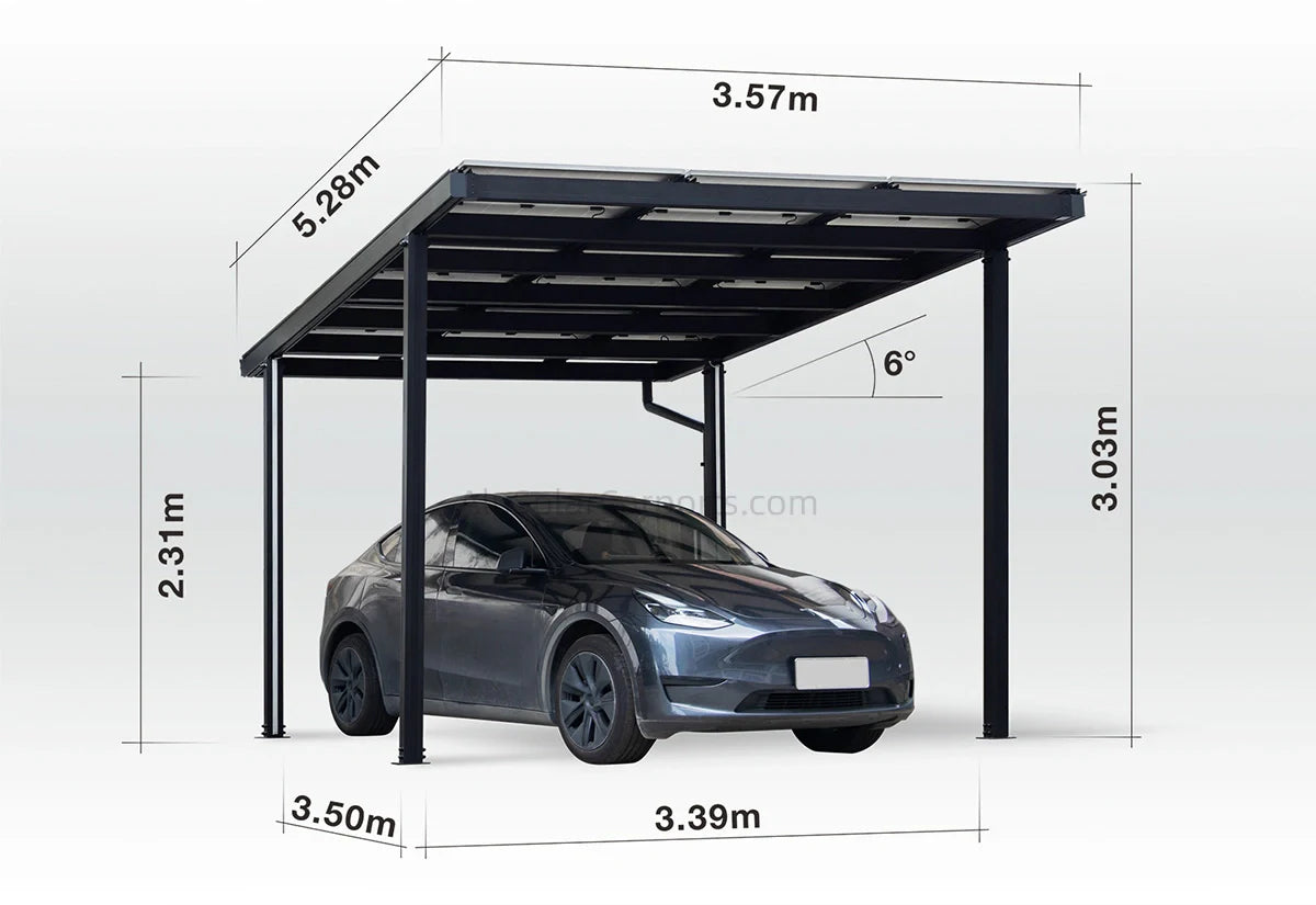 Single Solar Carport S1 - carport - product detail image 3 - Kings Awning Australia