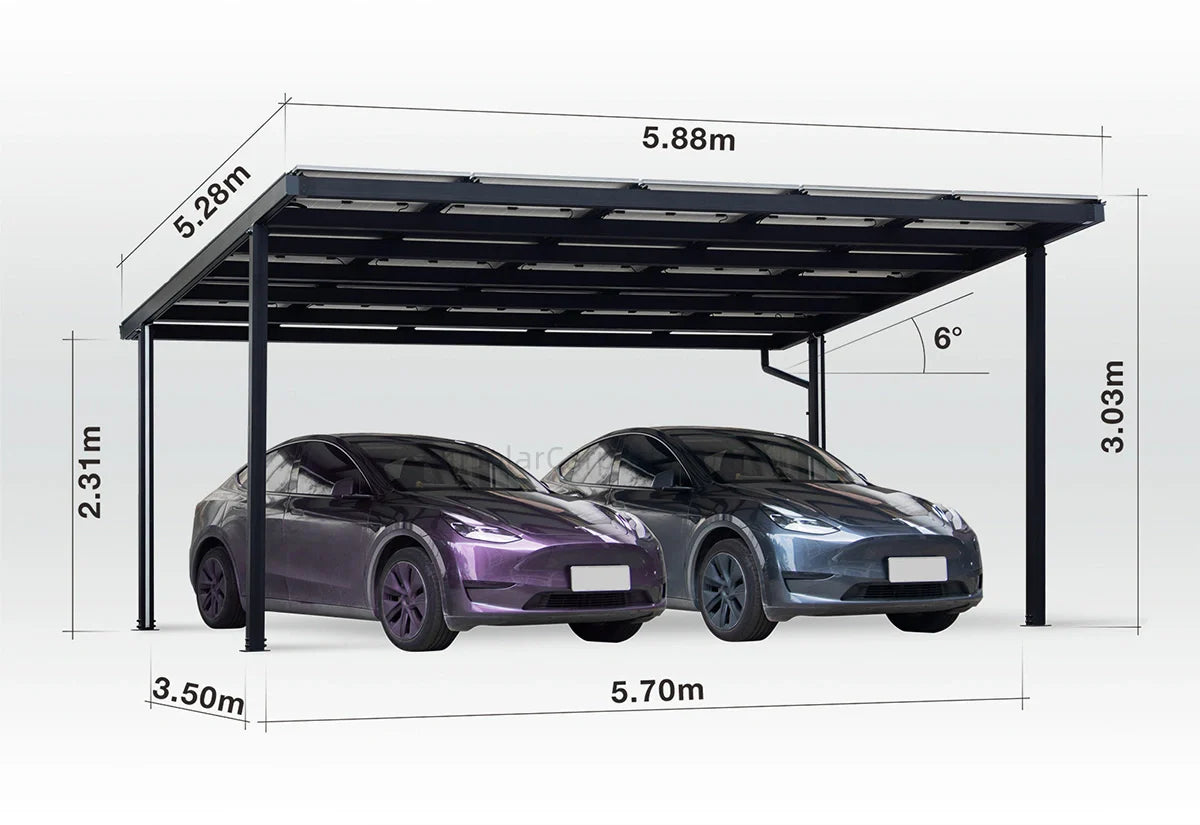 Double Solar Carport S2 - carport - product detail image 4 - Kings Awning Australia