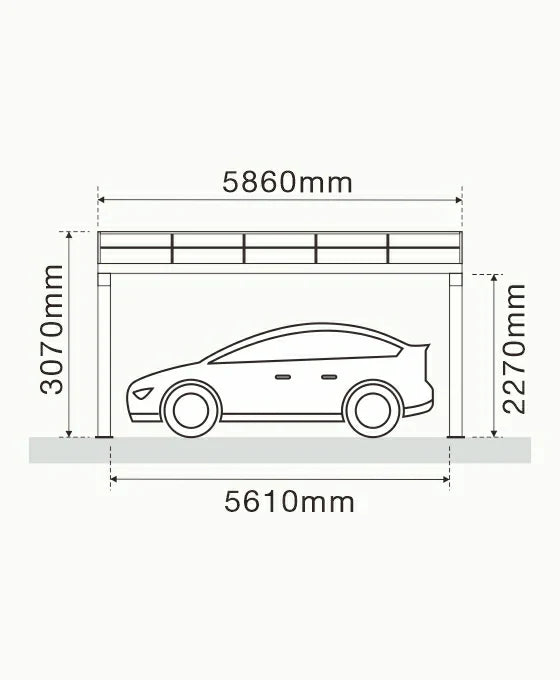 Wall Mounted Solar Carport L1 - carport - product detail image 7 - Kings Awning Australia