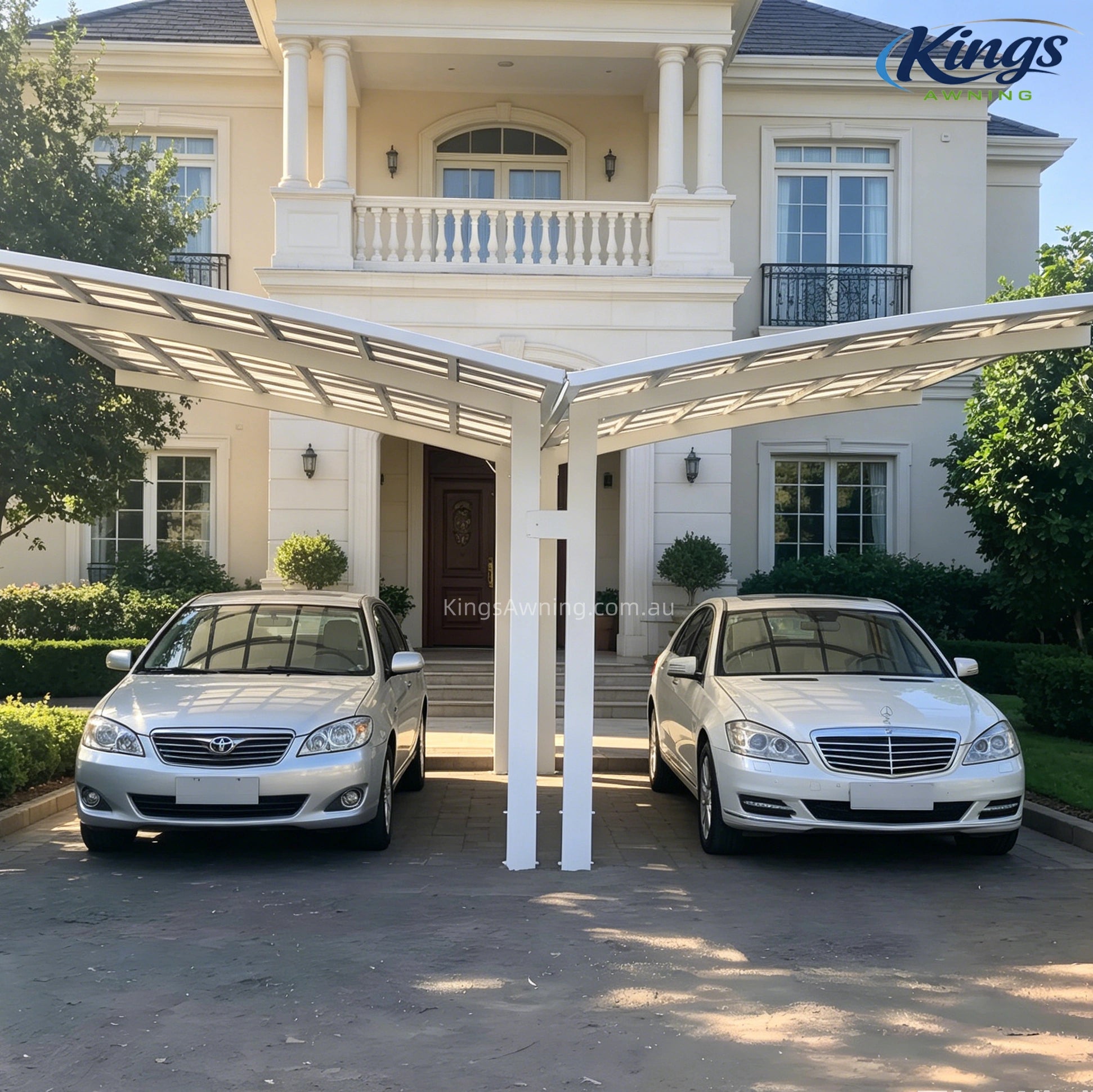 Y Shape Double Carport Kit - White - carport - product detail image 4 - Kings Awning Australia