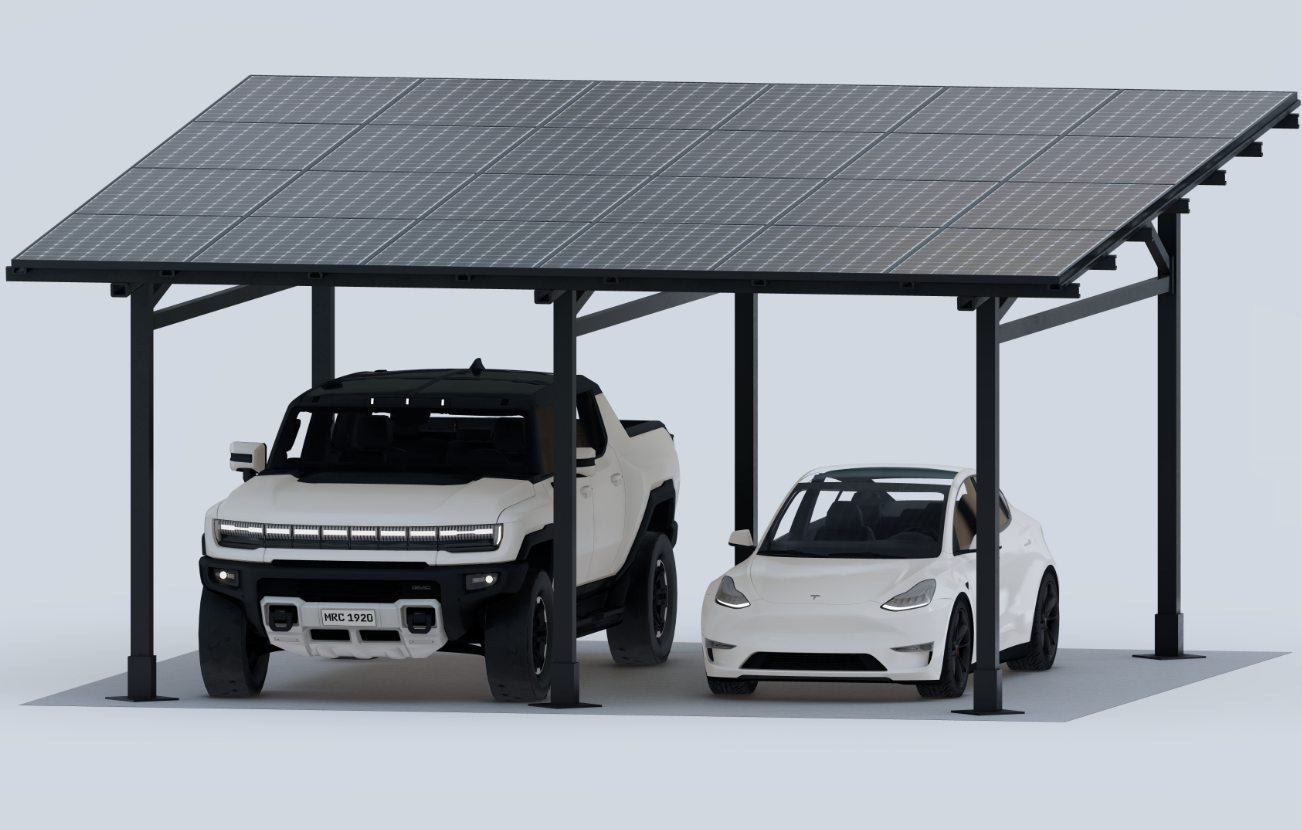 Double Solar Carport Kits Black