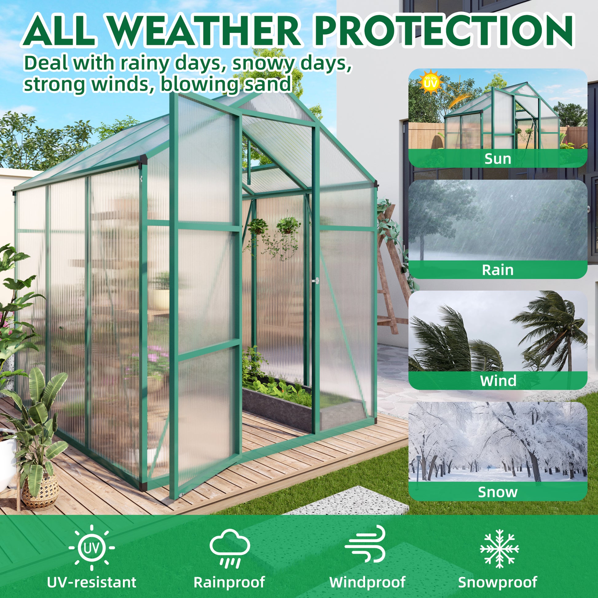6x6 FT (1.83*1.83m) Green - greenhouse kit - product detail image 6 - Kings Awning Australia