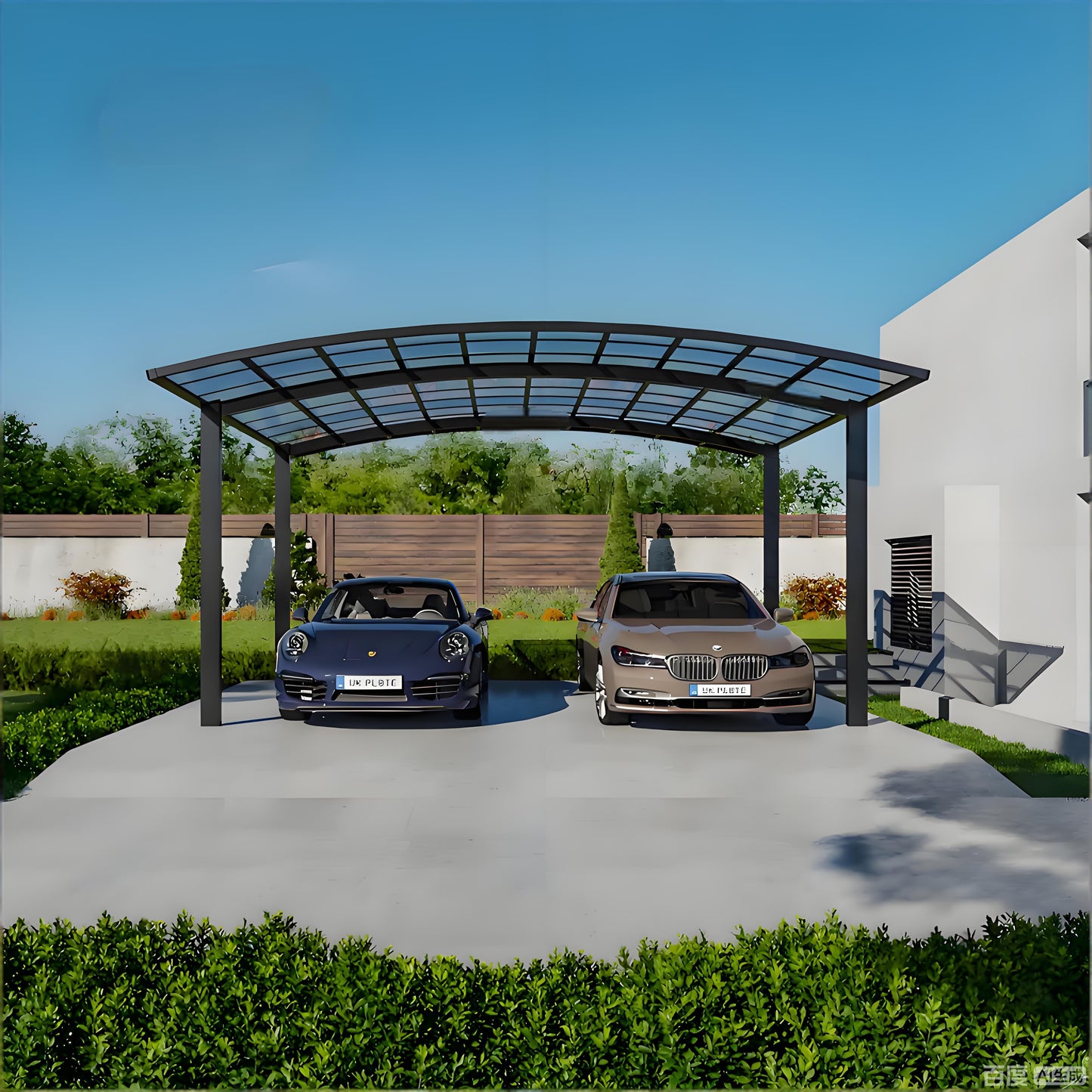 Aluminium M-Shape Design Carport for 2 Cars
