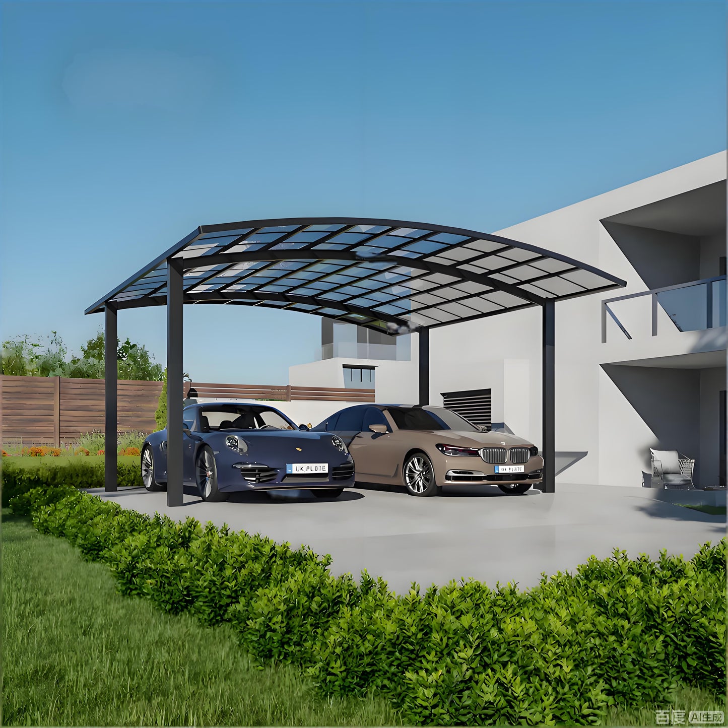Aluminium M-Shape Design Carport for 2 Cars