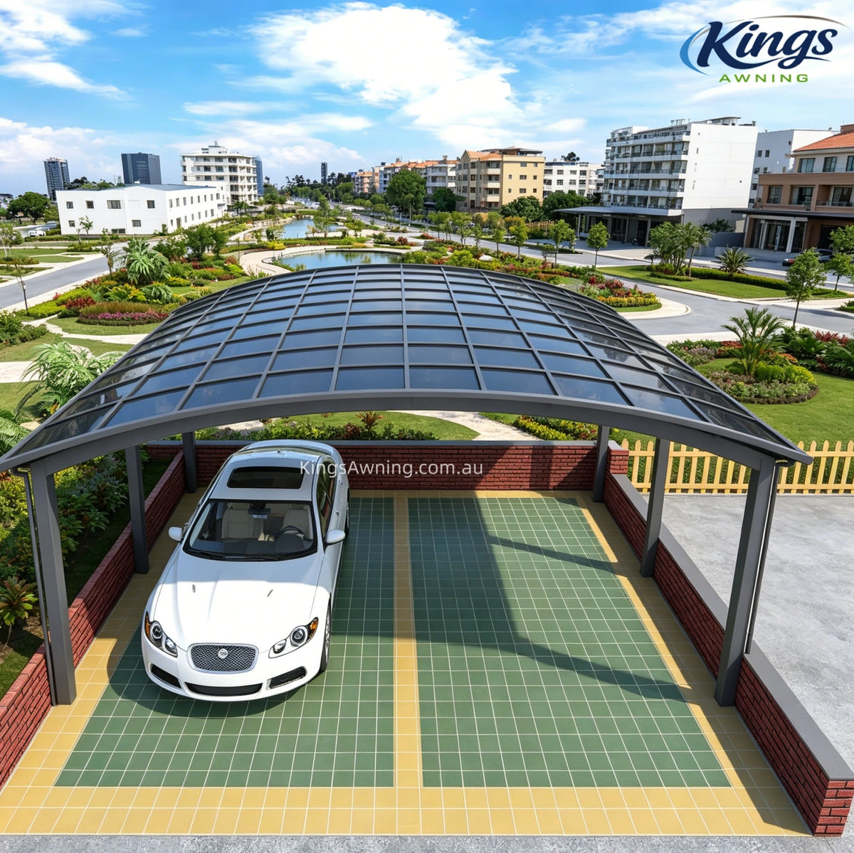 M-Shape Double Carport(Grey) - Kings Awning